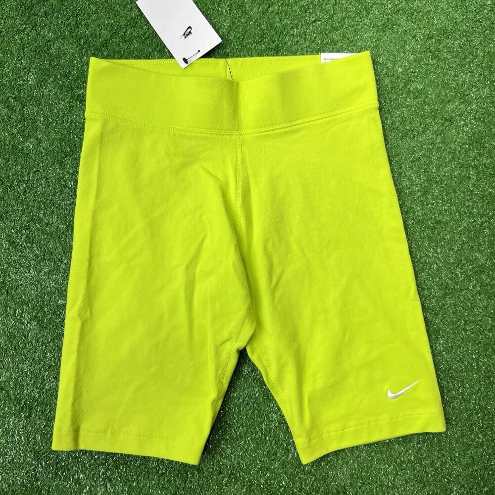 Nike Biker Shorts Size Small Womens Sportswear Essentials Neon Green Mid Rise